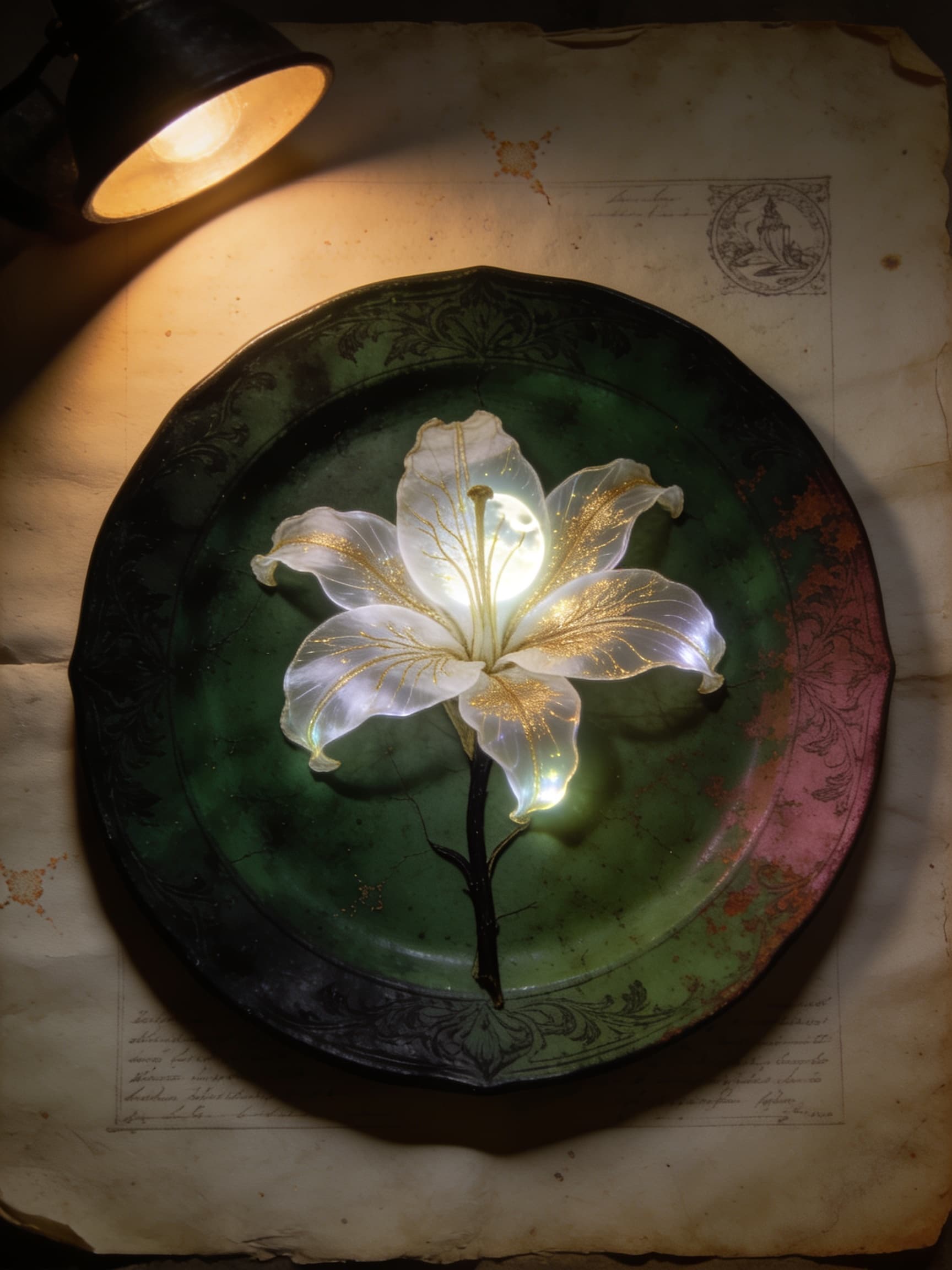 Pressed botanical plate of specimen HB-0012, Lumen Lily.