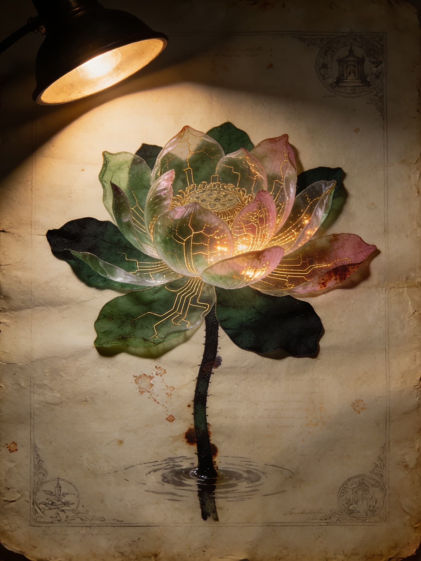 Pressed botanical plate of specimen HB-0103, Vein Lotus.
